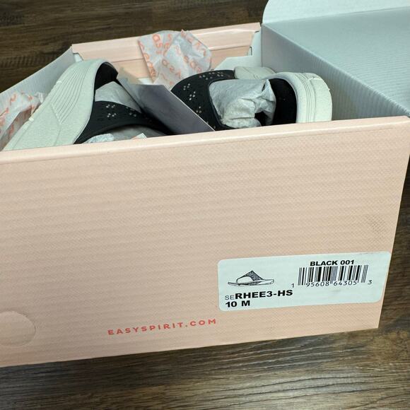 Easy Spirit RHEE3-HS size 10 M black Slip on comfort Sandals Thong Flip Flop NIB - Picture 2 of 11